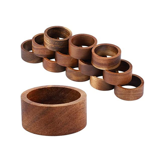 12 Pieces Wood Napkin Rings Dining Table Napkin Holder Decorative